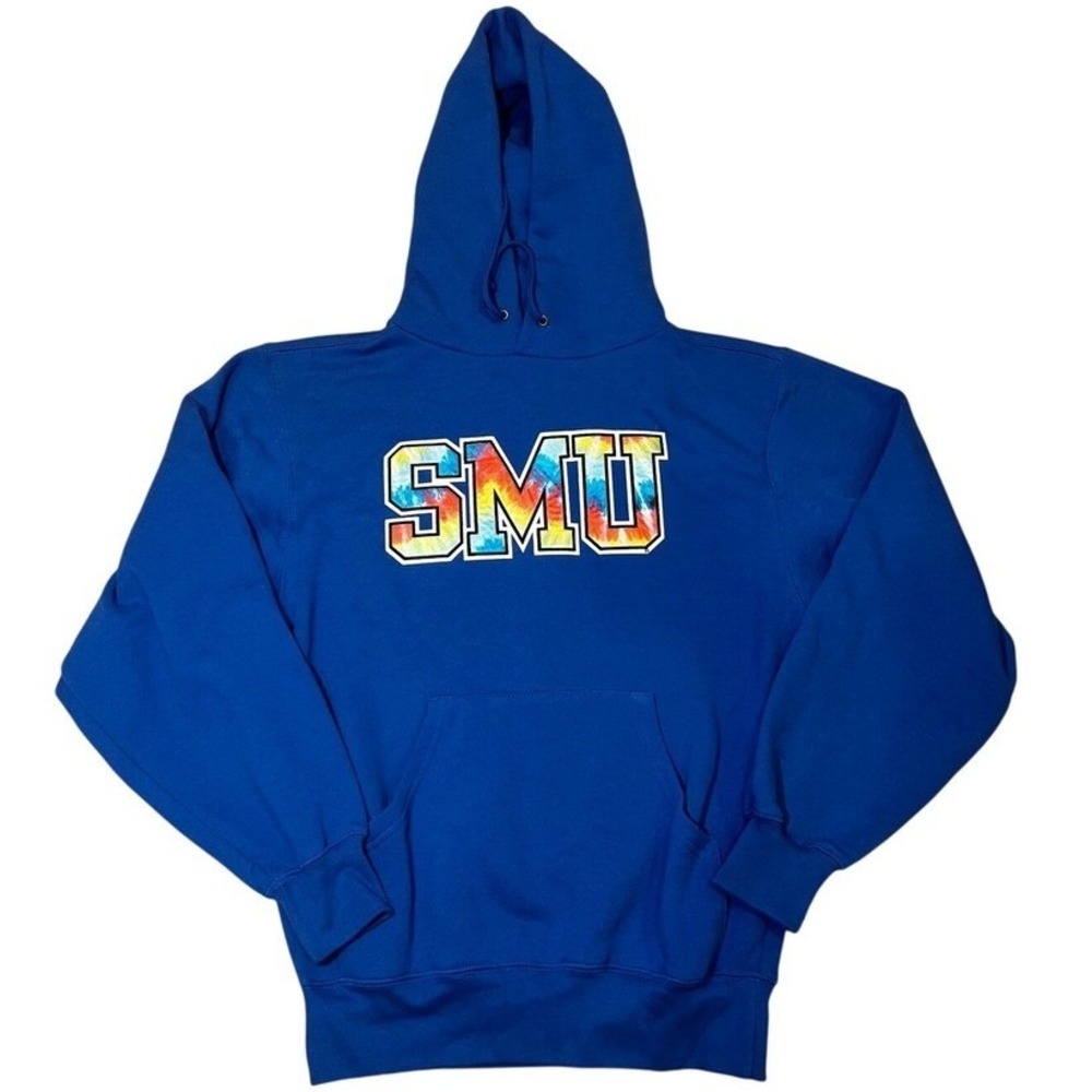 JanSport SMU Mustangs Hoodie Sweatshirt Women's Size Small Pullover Tie Dye Blue